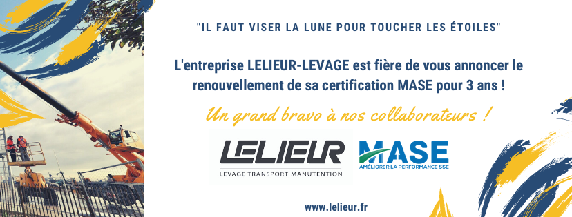 Notre certification MASE a été renouvelée pour 3 ans, félicitation à nos équipes de manutention, levage, transport et curage de bassin Nord-Pas-de-Calais.